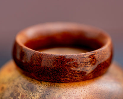 Handmade Sapele Mahogany Ring | Size 10.5 Hand Turned Exotic Solid Wood Ring - Perfect Wedding Band, Statement Ring, or 5th Anniversary Gift