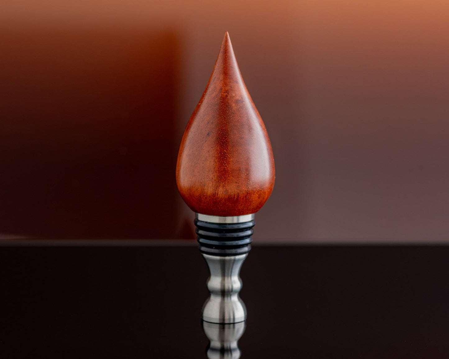 Hand-turned Wooden Bottle Stopper - Lychee Wood | Premium FDA-Grade Stainless Steel & Nitrile Hardware