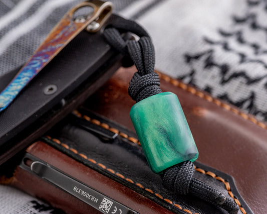 EDC Lanyard Bead - Hand Turned Extra-Large "Jade" & Purple Color Shift Bespoke Resin Bead - Paracord Bead for Pocket Knife/Zipper/Keychain