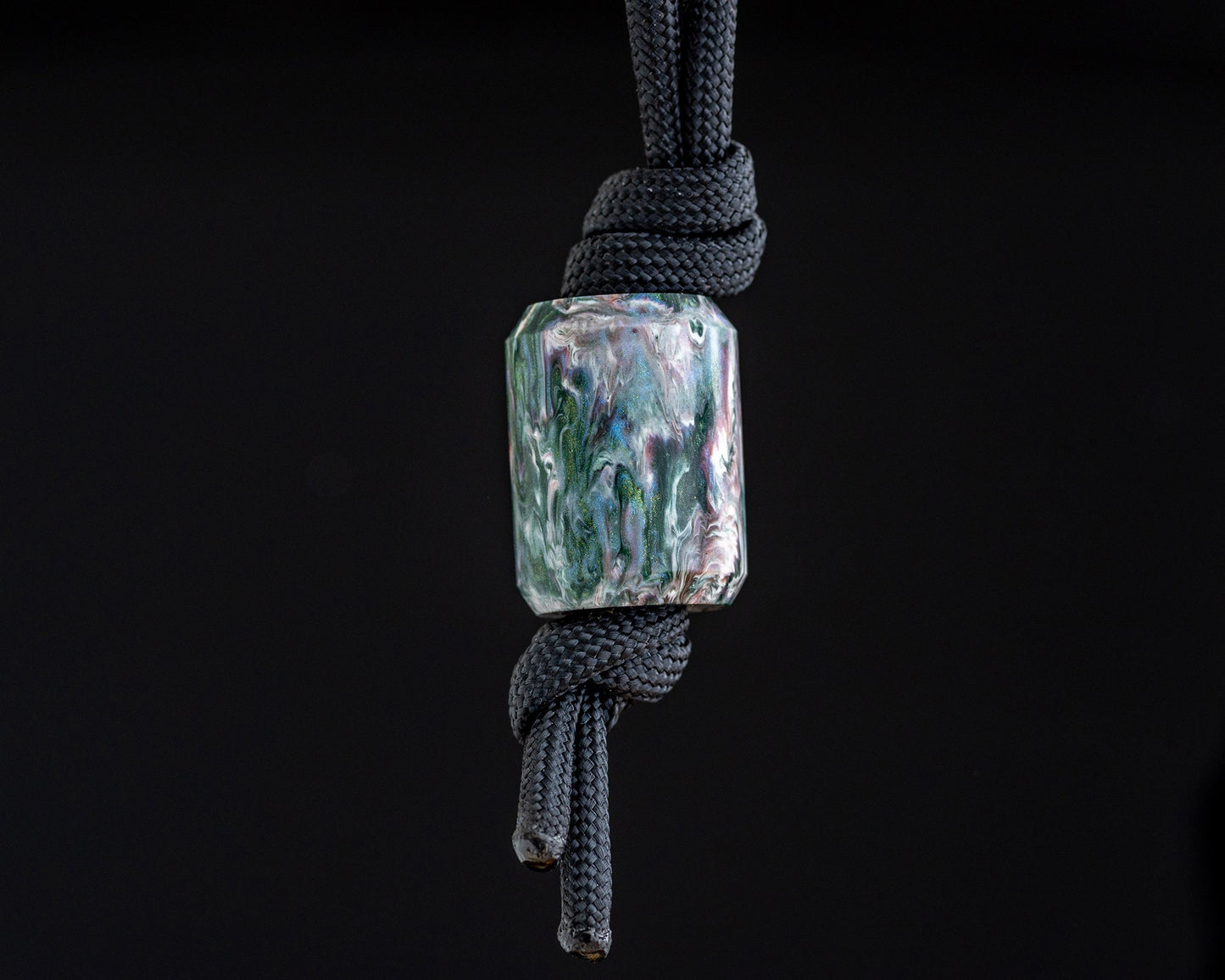 EDC Lanyard Bead - Hand Turned Extra-Large "Sleep Paralysis" Swirled Bespoke Resin Bead - Paracord Bead for Pocket Knife/Zipper/Keychain