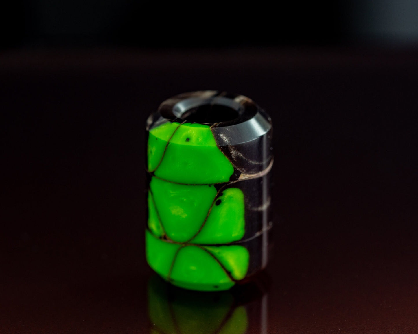 EDC Lanyard Bead - Hand Turned Extra-Large "Green Dragon" Segmented Genesis Acrylic Bead - Paracord Bead for Pocket Knife/Zipper/Keychain