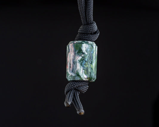 EDC Lanyard Bead - Hand Turned Extra-Large "Sleep Paralysis" Swirled Bespoke Resin Bead - Paracord Bead for Pocket Knife/Zipper/Keychain