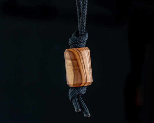 EDC Lanyard Bead - Hand Turned Extra-Large Bethlehem Olive Wood Bead - Solid Wood Paracord Bead for Pocket Knife/Zipper/Keychain