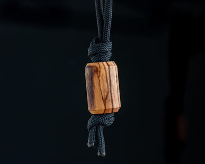 EDC Lanyard Bead - Hand Turned Extra-Large Bethlehem Olive Wood Bead - Solid Wood Paracord Bead for Pocket Knife/Zipper/Keychain