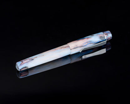 Handmade Ballpoint Pen | Matte Faux Abalone Resin Body for Parker-Style ISO G2 Refills - Bespoke Kitless Custom Rollerball Pen w/ Clip