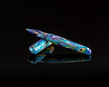 Handmade Ballpoint Desk Pen | "Mardi Gras" DiamondCast Body for Parker-Style ISO G2 Refills - Custom Bespoke Kitless Rollerball Pen- No Clip