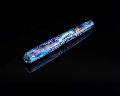 Handmade Ballpoint Desk Pen | "Mardi Gras" DiamondCast Body for Parker-Style ISO G2 Refills - Custom Bespoke Kitless Rollerball Pen- No Clip