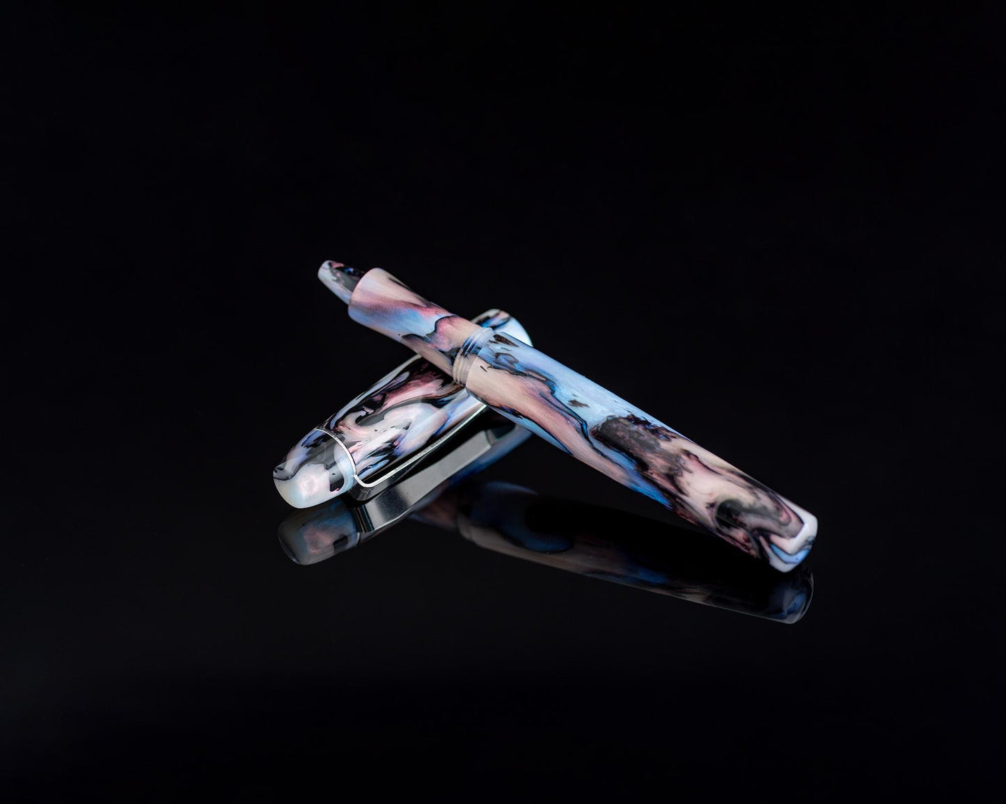 Handmade Ballpoint Pen | Polished Faux Abalone Resin Body for Parker-Style ISO G2 Refills - Bespoke Kitless Custom Rollerball Pen w/ Clip