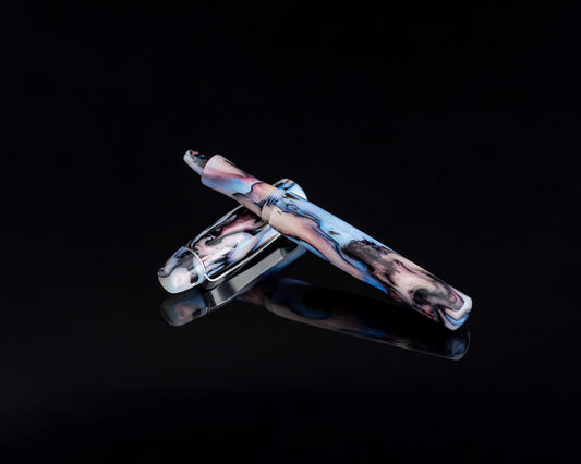 Handmade Ballpoint Pen | Polished Faux Abalone Resin Body for Parker-Style ISO G2 Refills - Bespoke Kitless Custom Rollerball Pen w/ Clip