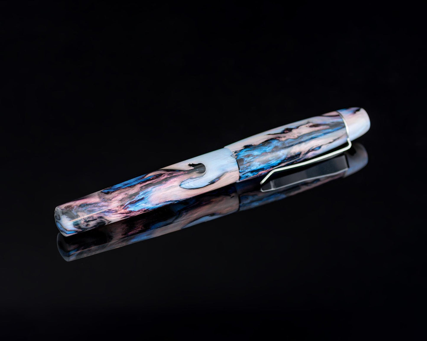 Handmade Ballpoint Pen | Polished Faux Abalone Resin Body for Parker-Style ISO G2 Refills - Bespoke Kitless Custom Rollerball Pen w/ Clip