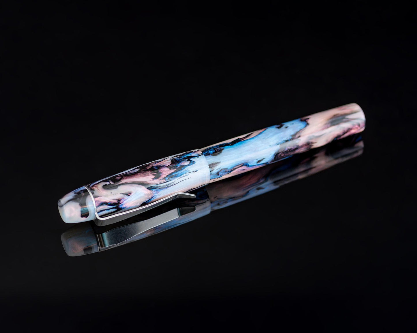 Handmade Ballpoint Pen | Polished Faux Abalone Resin Body for Parker-Style ISO G2 Refills - Bespoke Kitless Custom Rollerball Pen w/ Clip