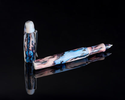 Handmade Ballpoint Pen | Polished Faux Abalone Resin Body for Parker-Style ISO G2 Refills - Bespoke Kitless Custom Rollerball Pen w/ Clip