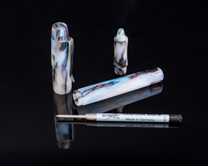 Handmade Ballpoint Pen | Matte Faux Abalone Resin Body for Parker-Style ISO G2 Refills - Bespoke Kitless Custom Rollerball Pen w/ Clip