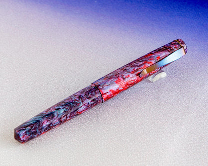 Handmade Fountain Pen - "Deep Space" Alumilite Resin Pen w/ Stainless Steel Clip for Jowo #6 Nibs | Handturned Bespoke Kitless Fountain Pen