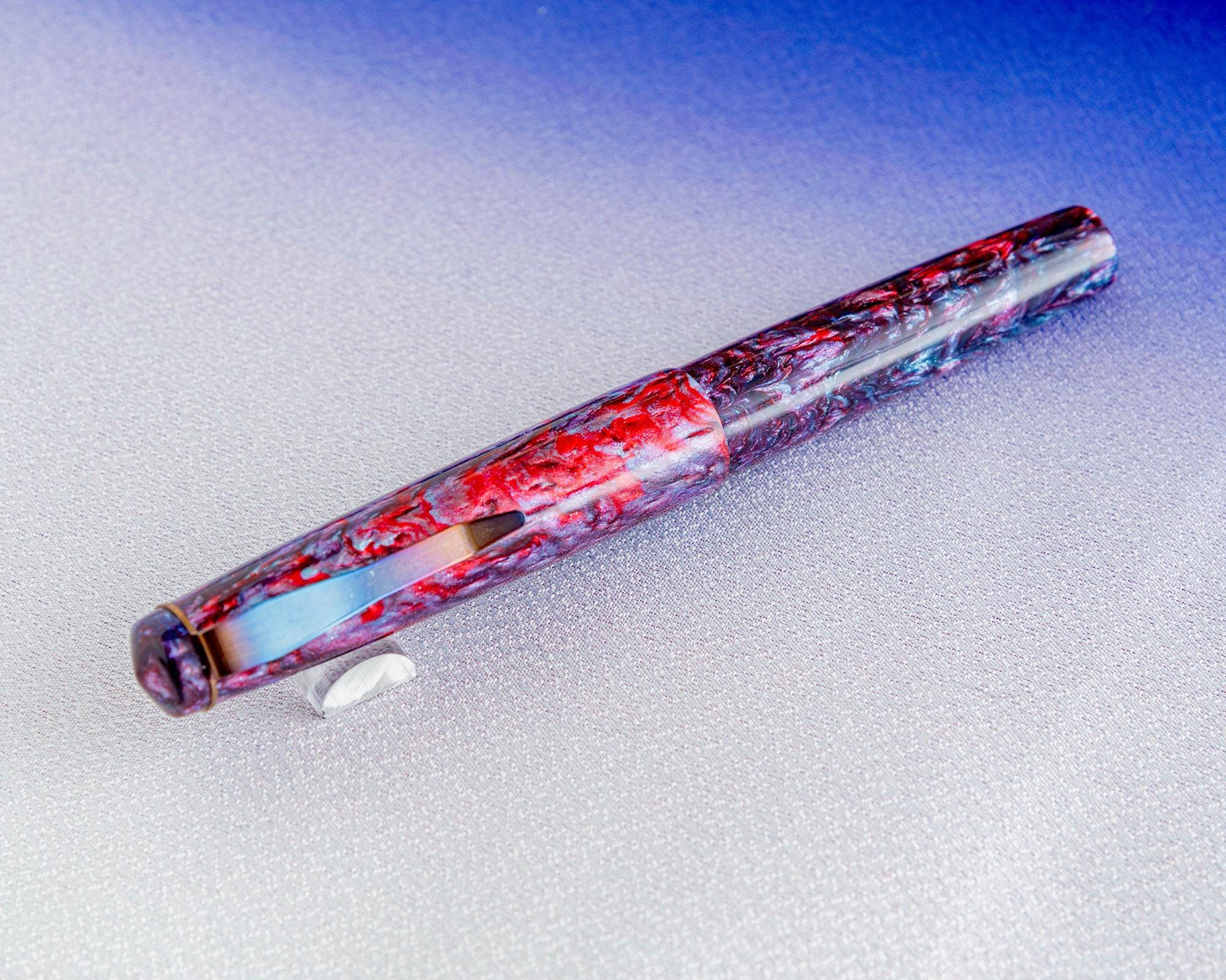 Handmade Fountain Pen - "Deep Space" Alumilite Resin Pen w/ Stainless Steel Clip for Jowo #6 Nibs | Handturned Bespoke Kitless Fountain Pen