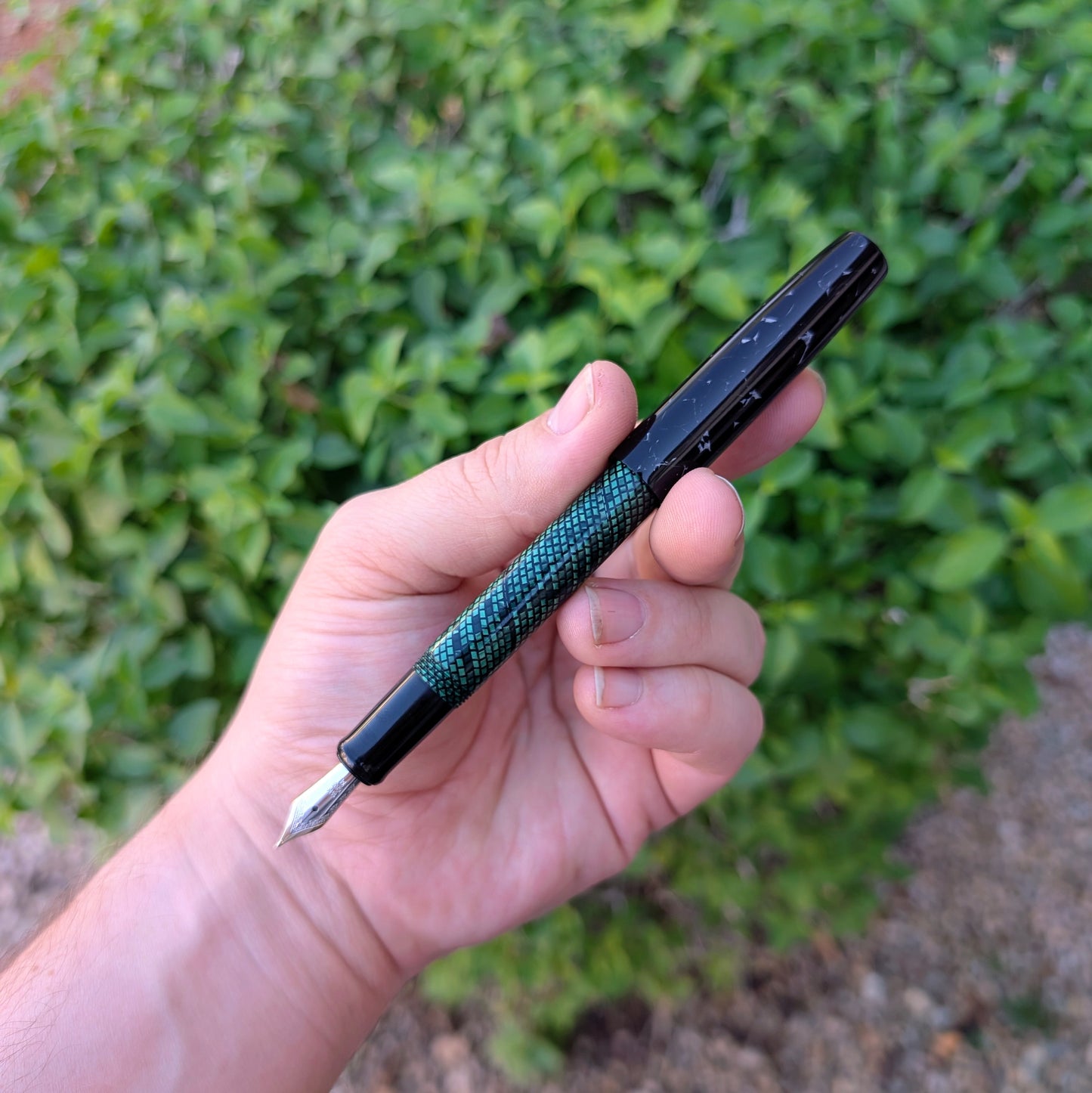 Premiere Pocket Piece - "Serpent Stone" | Handmade Fountain Pen w/ Vintage Cellulose Acetate