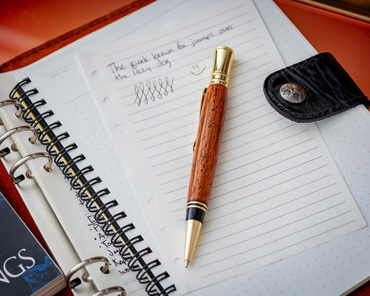 Handcrafted Jatoba Pen | Executive Twist Pen w/ Gold Hardware & Brazilian Cherry Wood